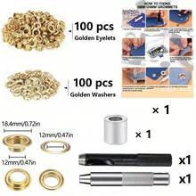 EDCUEBE7 100pcs (6/8/10/12mm) Copper Eyelet Tool Set, Includes Puncher And Hollow Punch Head, Suitable For Installing Eyelets On Clothing, Leather, Fabric, Belts And Other Materials, As Well As Impact Punch And Puncher, Can Be Used For Jewelry Making. Durable Iron Tools, Suitable For Leather, Belts, Clothing And Curtains. Set Includes Storage Bag. - Multicolor - View 18