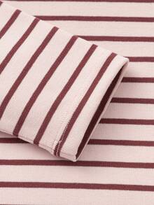 Balabala Unisex Tween Girl Striped Long‑Sleeve Base Shirt Soft Skin‑Friendly Fashion Top Cozy Versatile Inner Wear For Winter - Red Hue - View 7