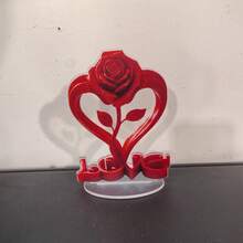 Best-Selling 2D Printed Red Rose Heart-Shaped Ornament, Creative Valentine's Day Gift For Wife, Lover, Girlfriend - B - View 7