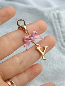 1PC New Elegant Pink Bow Key Chain, Cute English Letter Bow Keychain, Suitable For Women's Daily Use, Gift For Mom, Women's Bag DIY Backpack Pendant Charm Accessory, Wedding And Birthday Gift - Multicolor - View 31
