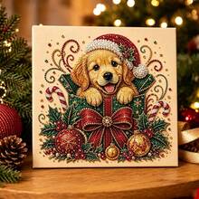1pc Christmas Pearl Diamond Painting Kit With Frame, Christmas Pearl Beading Handmade, Gemstone Diamond Stickers Home Wall Decor, Relaxing Creative Hobby 20*20cm - A - View 3