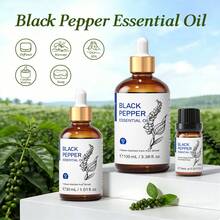 HIQILI Black Pepper Essential Oil, Pure Spicy Aroma, 100mL/30mL/10mL Black Pepper Oil Can Be Used For Massage, Aromatherapy, Humidifier, Air Purification, Fatigue Relief, Relaxation, Bathing, Suitable For Outdoor Spraying - Black Pepper - View 1