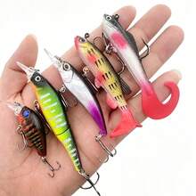 Freshwater Fishing Lure Set, Bass Trout Salmon Fishing Accessories, Includes Spoon Lures And Soft Plastic Worm Lures In Tackle Box, Fishing Gift - Set - View 4