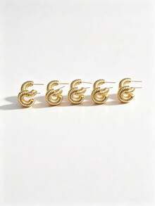 10pcs/Set Minimalist Fashion Stud Earrings, Unisex Versatile Personalized Earrings DIY Jewelry Accessories - C-type Thread - View 7