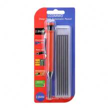 2pcs Automatic Carpenter Pencils With Sharpener - 2.8mm Lead, Metal Body, Includes Extra Black Replacement Leads, Suitable For Design And Crafting - Sets - View 4
