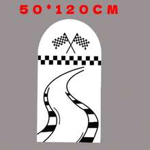 1pc/65pcs 2D Flat Chiara Arch Racing Backdrop - Durable Lycra Spandex Fabric, Black & White Checkered - Suitable For Event And Party Decoration (Stand Not Included) - Multicolor - View 22