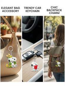 SNOOPY 2件組幸運龍史努比鑰匙圈套組，生肖龍 Cosplay 與愛心抱抱史努比鑰匙圈，多功能汽車鑰匙與手提包裝飾，休閒時尚配件與節日禮物 - 彩色 - 查看 10