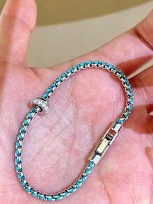Vòng tay nữ đính đá rhinestone dây bện màu xanh kiểu mới họa tiết dây leo nho, thủ công đan màu sắc, phụ kiện tay tối giản cực thu hút - Vòng tay tết dây - Xem 7