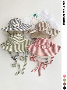 寬邊條紋水桶帽 海灘度假防曬帽 復古拼接撞色抽繩大帽簷水桶帽 波西米亞度假風 春夏大頭圍防曬帽 亮色單色系綁帶防曬帽 旅行抗UV超大帽簷全方位防曬防風帽 - 彩色 - 查看 2