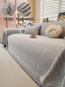 ZXZGM 1 pièce Housse de canapé en velours minimaliste de luxe, housse de canapé de style bohème, housse de canapé de luxe épaisse et à la mode, texture de qualité premium haut de gamme, canapé décoratif, protège le canapé, décoration de la maison, adapté aux animaux de compagnie, antidérapant, anti-poussière, anti-griffures de chat, adapté aux animaux de compagnie, utilisation toute saison, convient pour la chambre, le salon, la librairie, le bureau, la voiture, le club, la fête, canapé 1-4 personnes, canapé en L, housse de canapé, housse de canapé - Gris - Voir 2