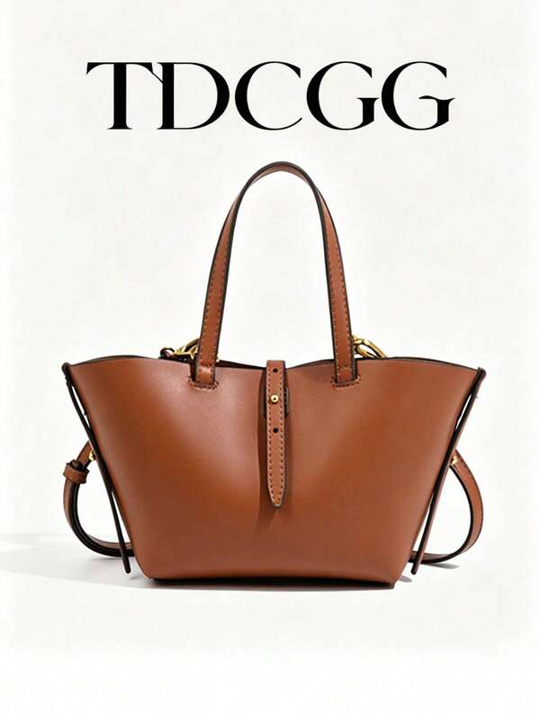 1pc Brown PU Leather Mini Tote Bag, Women's Minimalist Top Handle Shoulder Crossbody Handbag For Commute, Office, Shopping And Daily Use