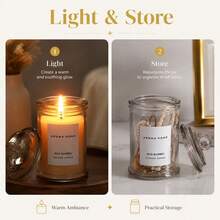 1/2pcs Vintage Amber Glass Jar With Lid Scented Candle, Soy Wax Aromatherapy Candle, Suitable For Home, Autumn, Bedroom, Living Room Decoration, Wedding, Birthday, Holiday And Ideal Gift For Women - 1PC - View 8