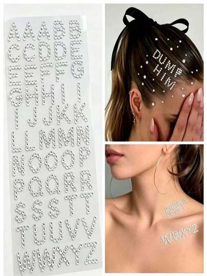 8/1 Sheet Glitter Letter Stickers | Includes All 26 Letters Of The English Alphabet, Self-Adhesive Design With Glitter, Customizable Text To Create Your Own Unique Look! Suitable For Music Festivals, Parties, Apply To Forehead Or Hair For An Eye-Catching Effect, Cheek Area Enhanced. With Built-In Illuminator, Easy To Use, Waterproof And Durable, Effortlessly Release A Fresh And Hot Vibe, You Become The Center Of Attention.