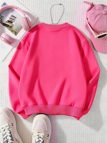 2pcs/Set Girls' Crew Neck Sweatshirt And Wide Leg Pants Outfit, Bow & Kitten Print Crew Neck Sweatshirt + Wide Leg Pants Matching Set, Suitable For Autumn/Winter Daily Wear - Multicolor - View 7