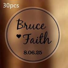 30-240 Custom Clear Wedding Stickers, Personalized Name Label Stickers, Custom Date Round Stickers, Thank You Stickers, Wedding Party Stickers, Gifts, Gold And Black, Bride And Groom, Envelopes, Gift Boxes, Invitations, Valentine's Day, Anniversary - Style a - View 20