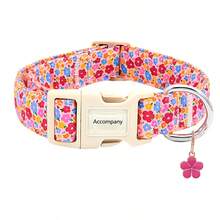 Girl Colorful Floral Print Dog Collar, Adjustable Buckle, Skin-Friendly Non-Choking, Universal For Small, Medium And Large Dogs, Pet Decorative Neck Collar, Qixi Festival, Easter, Holiday Dress-Up Accessory - Pink - View 9