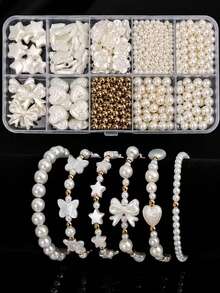 800pcs DIY Accessory Material Kit, Complete Set Of Beads, Pearls, Bracelet, Jewelry Making Supplies - White - View 5