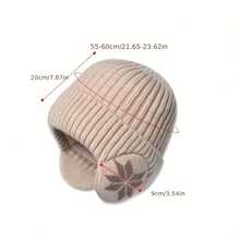 1pc Luxury Artistic Knitted Ribbed Winter Ear-Protective Beanie, Artistic Inspired Snowflake Pattern Decor, Vintage Exquisite Warm & Cold-Proof Hat, High-End Fashion Women's Head Accessory, Suitable For Daily Cold Weather Wear - Multiple Styles - View 9