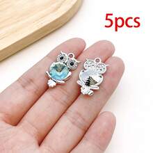 5/20pcs Silvery Plated Blue Rhinestone Charms Dolphin Shell Star Heart Butterfly Owl Pendant For DIY Bracelet Necklace Earring Jewelry Making Findings - Blue - View 11