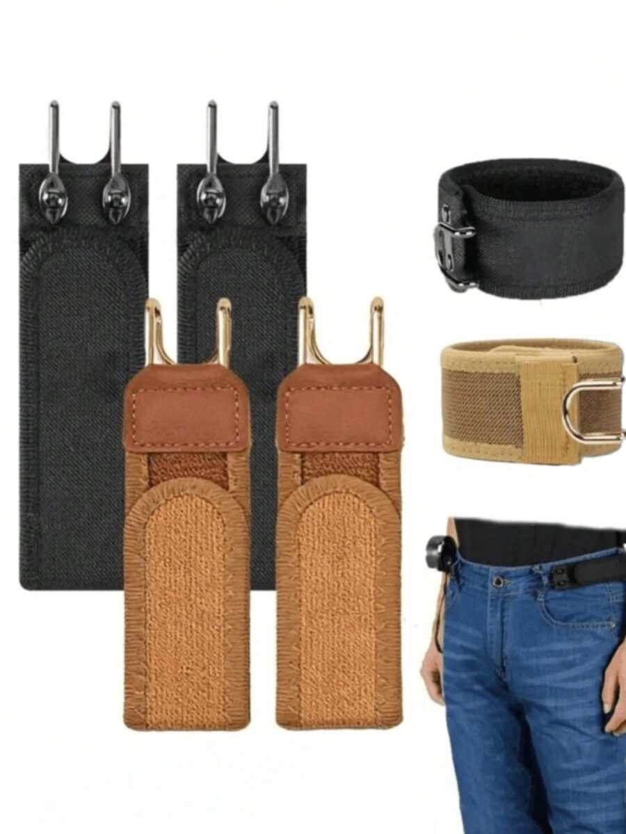 1pc/2pcs No Buckle Elastic Waist Belt, Metal Hook Closure, Stretchable, Comfortable And Easy To Use, Unisex, Valentine's Day Gift For Men - Multicolor - View 1