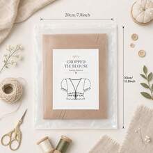 V-Neck Front Tie Puff Sleeve Cropped Blouse Pattern, Kraft Paper Hard Cardboard, Suitable For Beginners, French Floral Ruffle Blouse Handmade Pattern, Gift For Women's Clothing Handmade Enthusiasts - Multicolor - View 2
