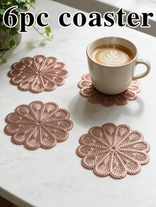 12pcs Gold Hollow PVC Drink Coasters, Washable Table Decor, Non-Slip Table Mat, Breathable And Heat Dissipating, Lightweight And Easy To Store, Suitable For Restaurant, Cafe, Homestay, Afternoon Tea, Holiday, Party, Gathering, Birthday, Wedding, Dinner - Multicolor - View 13