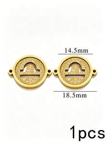 1/5pcs Zodiac Connector Pendant, 18K Gold Plated 304 Stainless Steel Double Hole Zodiac Pendant, Non-Fading DIY Jewelry Accessories - Zodiac Connector Ring - View 28