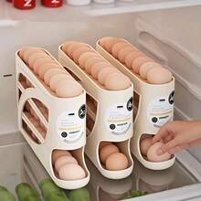 1pc 4-Tier Rolling Egg Rack - Space-Saving Side Door Design, Holds 30 Eggs, Smooth Glossy Finish, Convenient Handle | Suitable For Kitchen And Refrigerator Storage | Modern Kitchen Accessory | Durable Plastic Material - Multicolor - View 12
