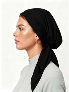 1pc Solid Color Headscarf Hat, Classic Middle Eastern Style, Elegant And Versatile, Suitable For Daily Outdoor Wear - Black - View 6