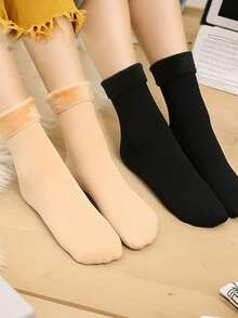 1/2/4/5 Pairs Of New Women's Winter Thickened Warm Short Socks,Ce Socks, Snowce Socks, Home Socks, Snow Socks Autumn Winter Warm Mid-Calf Socks - Multicolor - View 2