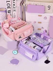 New Creative Large Capacity Pencil Case, Multifunctional Desktop Organizer Stationery Box, Suitable For Boys And Girls Study First Day Of School - Multicolor - View 2