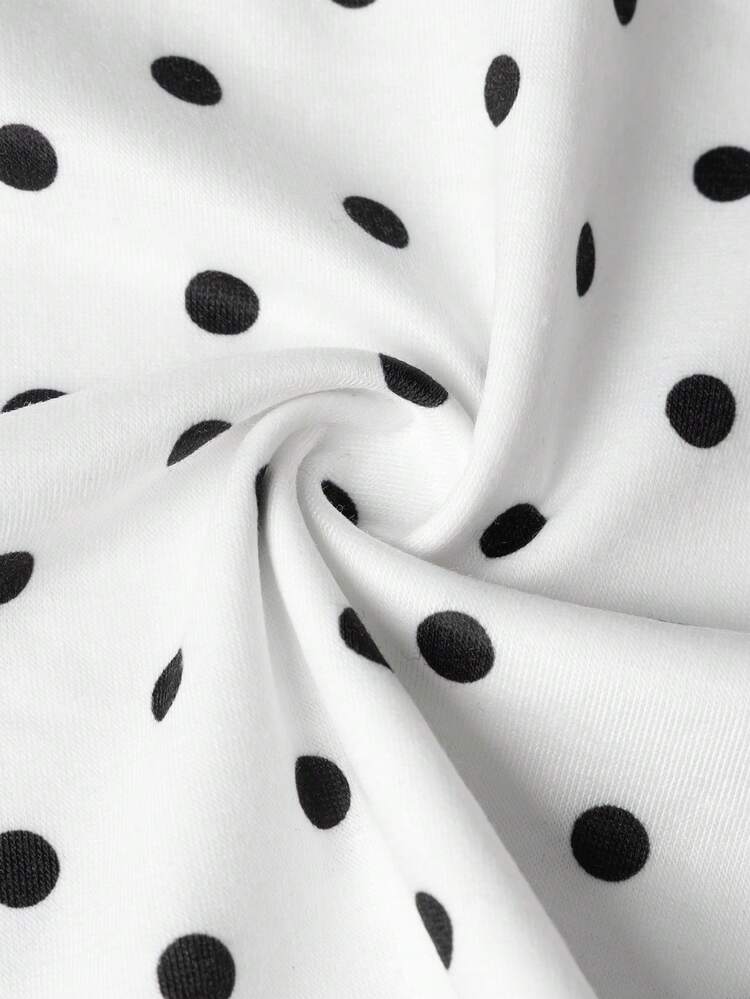 GLAMSKIN Women's Summer/Autumn Basic Solid Color U-Neck Spaghetti Strap Cropped Tank Top, Back To School Casual Streetwear Vacation - White Background With Black Dots - View 11