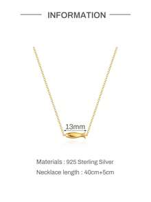EleRunis 1PC 925 Sterling Silver Dainty Tiny Gold Fish Pendant Necklace Layering Necklace Minimalist Animal Necklace Design Birthday Gift Fish Jewelry Gift - Gold - View 7