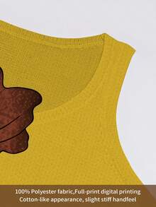 ASHKATIA Women's Plus Size Knit Crew Neck Tank Top, Printed Pattern, Regular Length, Slightly Elastic, Casual Autumn Style Yellow Fall - Yellow - View 7