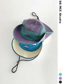 1pc Wide Brim Quick Drying Color Block Hiking Bucket Hat, Unisex Nature Style Sun Protection Fishing Cap For Outdoor Sports, Casual Versatile Summer Bucket Hat, UV Protection For Camping Traveling - Quick-drying Bucket Hat - View 2