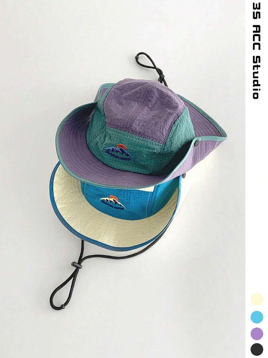 1pc Wide Brim Quick Drying Color Block Hiking Bucket Hat, Unisex Nature Style Sun Protection Fishing Cap For Outdoor Sports, Casual Versatile Summer Bucket Hat, UV Protection For Camping Traveling