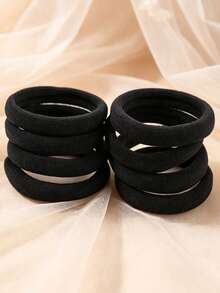 50/100/150/200 Pcs Girls Classic Black Hair Ties, Basic Elastic Seamless Hair Rope Ponytial Holders Hair Accessory For Daily Use - Black - View 4