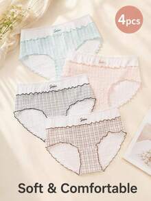 Mystèrelle Set 4 quần lót nữ họa tiết lưới viền bèo nhiều màu - Nhiều màu - Xem 3