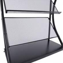 65*30*146cm 4‑Tier S‑Shaped Iron Floor‑Standing Magazine Rack With DIY Billboard, Tilted Grid Display Shelf, 33.06 Lbs Per‑Tier Load‑Bearing For Office Study Bookstore Library, Black - Black - View 8