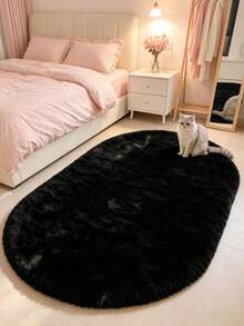 1pc Black Silk Fur Decorative Rug, Love & Healing Bedroom Decor, Small Rug, Carpet, Home Decor, Living Room Rug, Living Room Small Rug, Bedroom Rug, Living Room Home Decor, Outdoor Rug, Washable Rug - Multicolor 8 - View 5