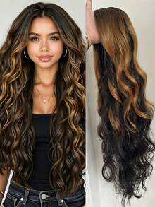 New Fashion Favorite, 26-Inch Long Curly Hair, Rose Net + Two Clips Fixed, Hair Strands Made Of Protein Silk From Synthetic Materials: Looks Natural, Suitable For Parties, Role-Playing And Daily Use - Multicolor - View 5