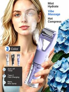 TOUCHBeauty Multifunctional Facial Skincare Beauty Device | Nano Mist Hydration Spray, Constant Temperature Warm Compress To Open Pores, Metal Roller Vibration For Enhanced Absorption, Type-C Charging With Auto Shut-Off, Portable Beauty Tool, 1200mAh - Multicolor - View 5