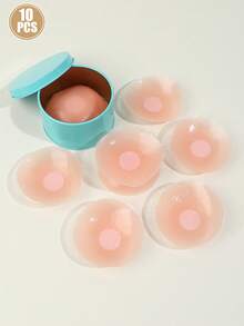 2/10pcs Silicone Nipple Covers With Gift Box, Round Concealing Stickers, Suitable For Photography And Stage Performance, Fashion Essential Accessory, Wedding Use - Multicolor - View 4