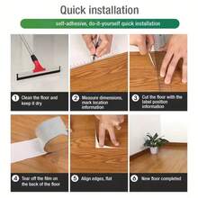 [PVC Floor Stickers]30pcs PVC Faux Wood Floor Stickers, Self-Adhesive Waterproof Wood Grain Floor Stickers, Easy To Modify, Suitable For Living Room, Bedroom, Kitchen, Hallway Tile Floor Renovation And Home Decor. - Floor Stickers - View 7