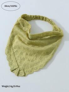 1件原創花卉圖案刺繡捲邊女款髮帶頭巾，適合日常穿著與度假 - 綠色 - 查看 4