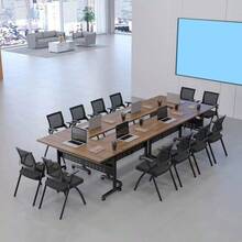 Mesa de conferencias plegable móvil con ruedas silenciosas, mesa de entrenamiento de madera grande de 47 pulgadas para oficina, aula y seminario, diseño modular para uso versátil - A-120cm/47.2cm - Ver 2