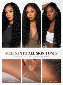 ARABELLA Glueless 13x6 HD Lace Front Wave Water Ripple Natural Color 100% Human Hair Wig, With Drawstring, Pre-Plucked Natural Hairline, Pre-Cut Pre-Bleached Knots, Free Parting, Breathable Cap, Suitable For Beginners - SNatural - View 5