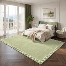 Beaully Modern Checkered‑Edge Washable Runner Rug, Low‑Pile Soft Non‑Shedding Mark‑Resistant Floor Carpet With Non‑Slip Backing For Hallway Entryway Kitchen Bathroom Bedroom - Green 8*10ft(244*305cm) - View 2
