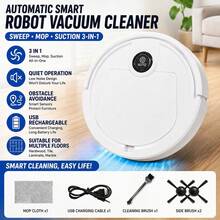 Robot Penyedot Debu Otomatis Pintar, Mesin Pembersih Lantai 3-in-1 Sapu Pel Vakum, Mesin Pembersih Rumah Robot Senyap dan Rendah Suara yang Dapat Diisi Ulang USB, Dengan Penghindar Rintangan, Cocok untuk Lantai Kayu dan Lantai Keramik - Robot Penyedot Debu 3-in-1 Warna Putih - View 1