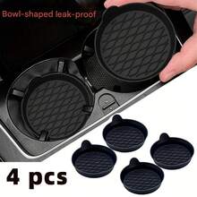 10pcs/1set Car Silicone Cup Coasters, Waterproof Car Cup Holder Mats, Universal Round Car Storage Slot Non-Slip Pads, Center Console Cup Holder Base Pads For Vehicles & Auto Interior Accessories Organization - Multicolor - View 8